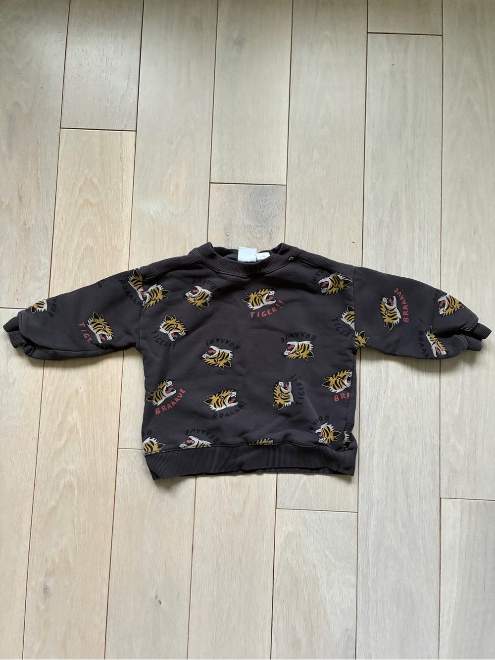 Zara Kids Brown Tiger Print Sweatshirt GUC Size 2-3 Years Old
